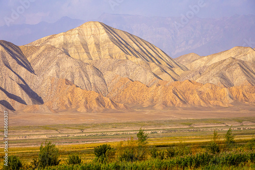 Mountain range near lake Issyk-Kul Kyrgyzstan