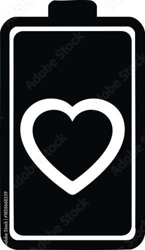Battery Icon: Heart Symbol, Energy Level. Charging affection and emotional power.