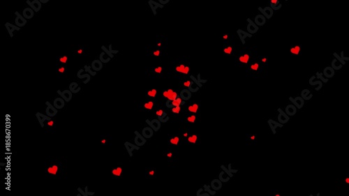 Romantic hearts overlay loop background,​valentine's day love hearts particles animation 4k background.