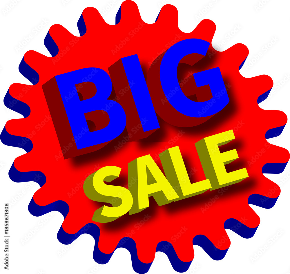 Fototapeta premium Eye-catching big sale starburst badge with blue and yellow text for promotions Vector, illustration