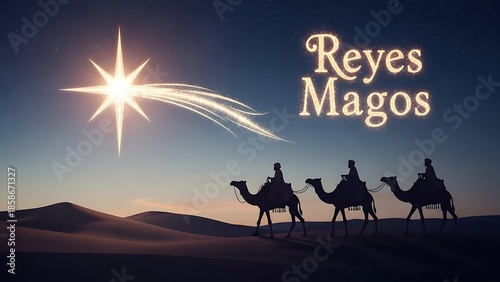 Three wise men following the star