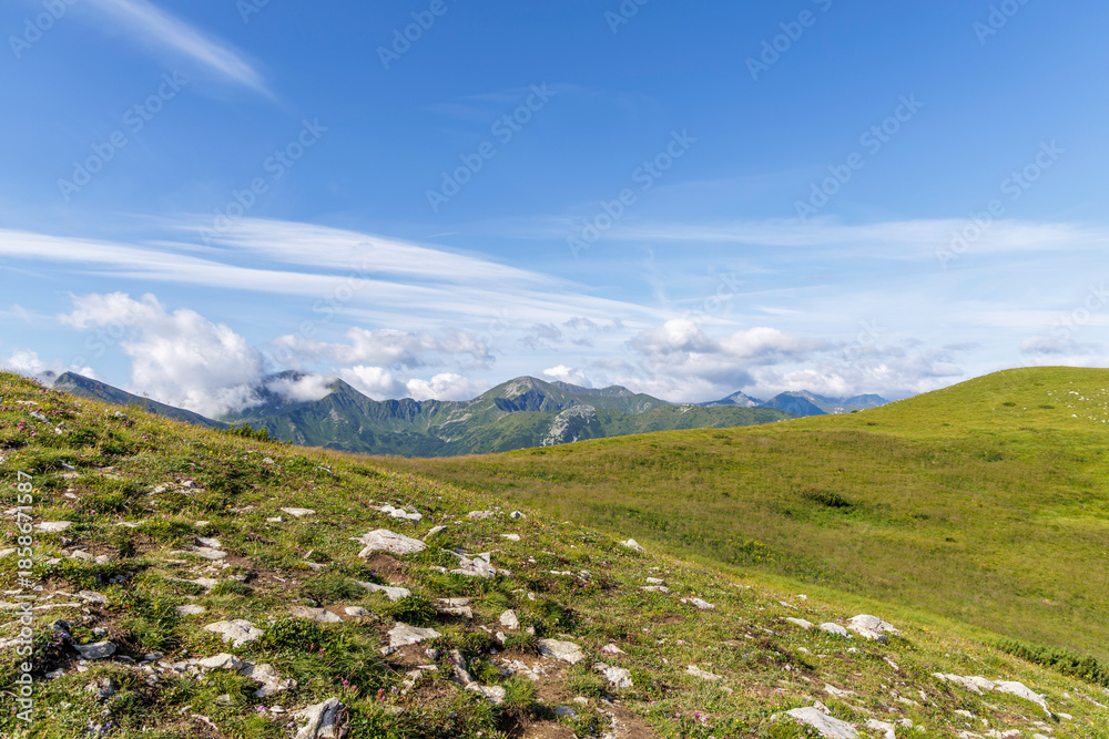 Fototapeta premium Panoramic View of High Mountain Ridge and Valley