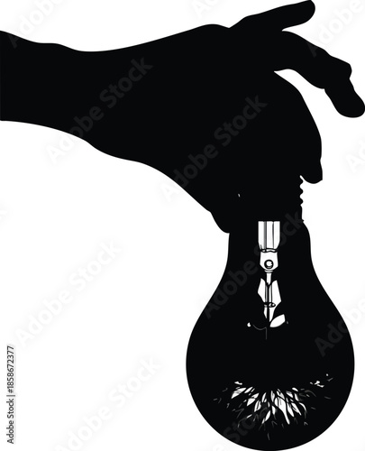 Creative idea icon. Lightbulb in hands with plant inside. Growth concept.