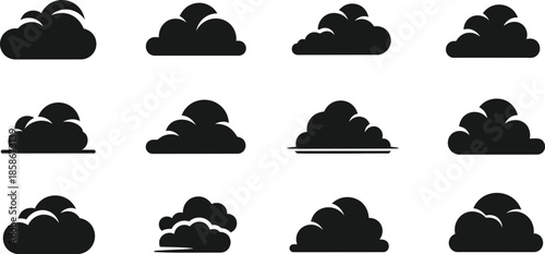 Collection of various cloud silhouettes