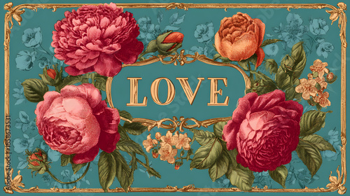 Vintage Floral Love Illustration