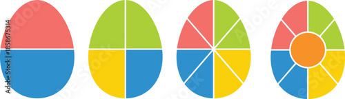 Colorful pie and donut chart diagrams set, data visualization elements, infographic segments, business analytics presentation, modern flat vector illustration