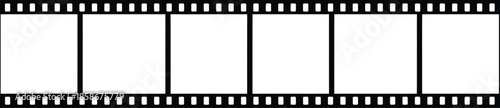 Film strip frame illustration, cinema movie reel border, photography negative strip, video editing timeline element, retro analog media vector