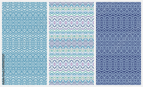 Vector set of 3 seamless geometric patterns