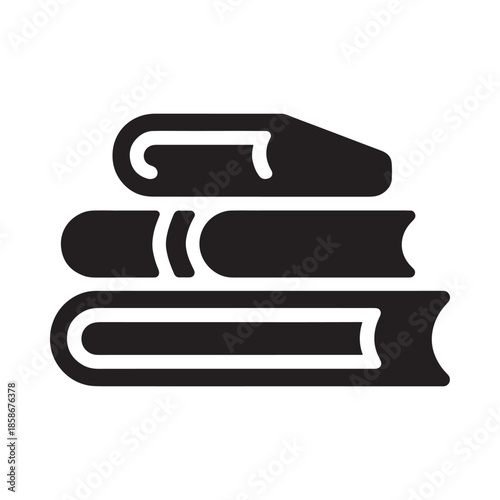 A simple black glyph depicting a neatly folded stack of towels