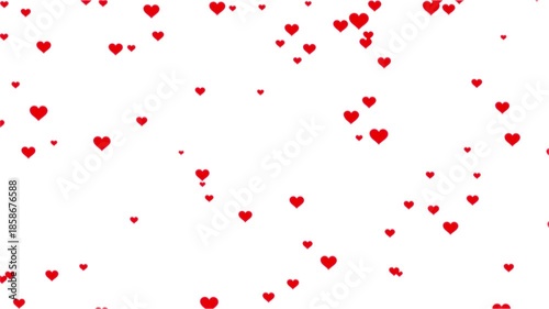 valentine's day heart rain animation with alpha channel transition. romantic red hearts falling, hearts  particles overlay 4k video.