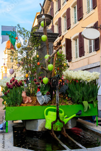 Wallpaper Mural Water fountain decorated for Easter in Morges, Switzerland Torontodigital.ca