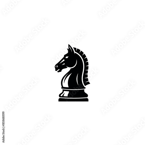 Chess Knight Piece Stencil Logo Vector