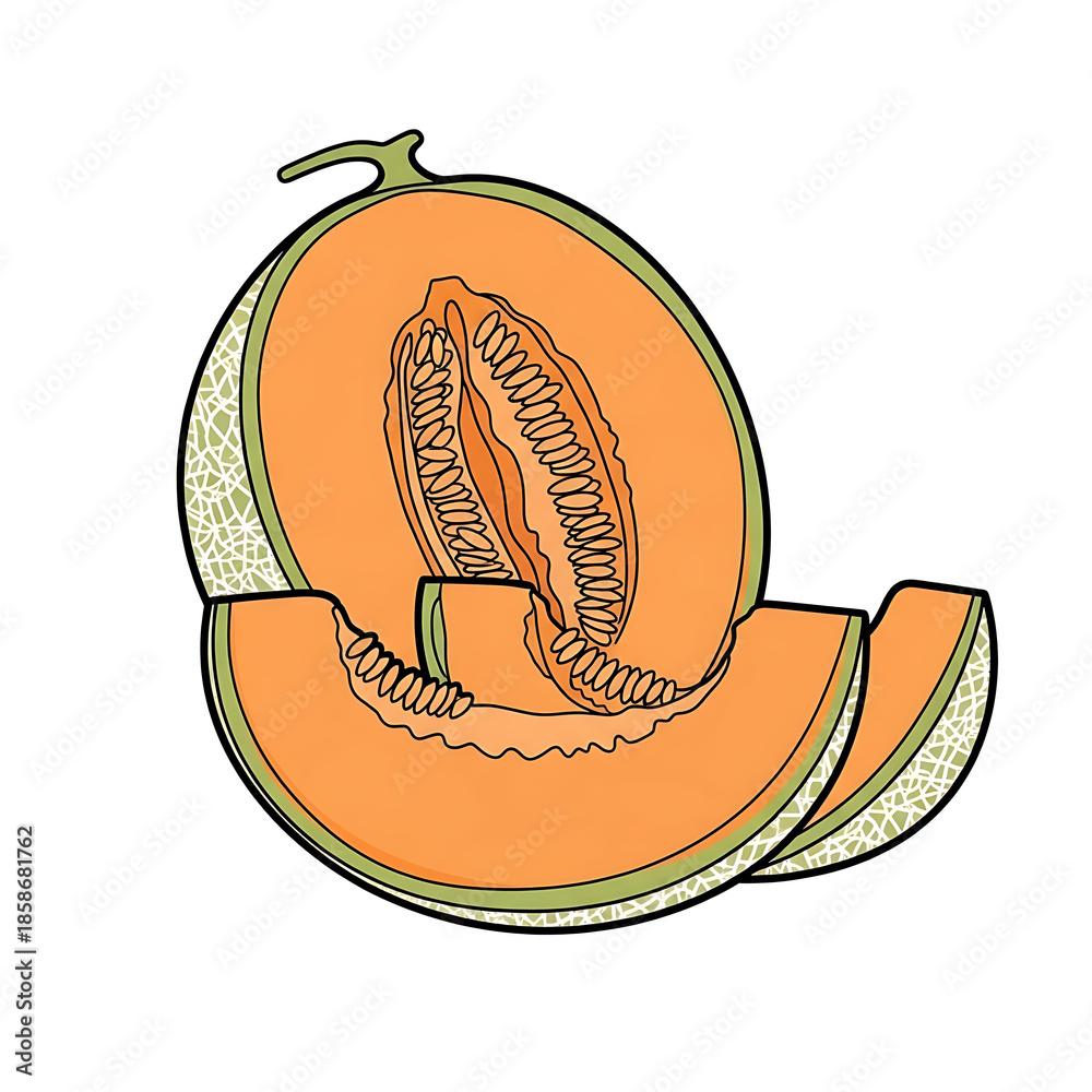 Obraz premium Cantaloupe melon with slices and seeds