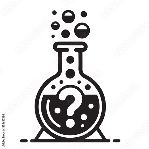 Mysterious liquid in a conical flask with question mark