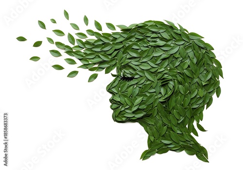 Artistic Crumpled Green Paper Tree on Red Background for Festive Decor