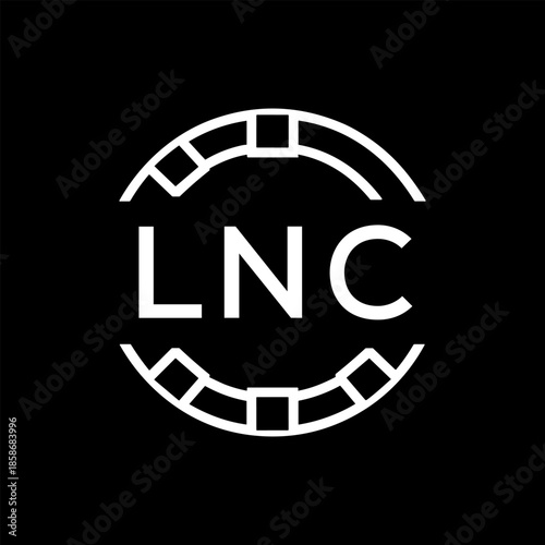 Clean Line Art Monogram Emblem for Brands, LNC  Later Logo, Unique Letter Logo with Circular Motif, 

