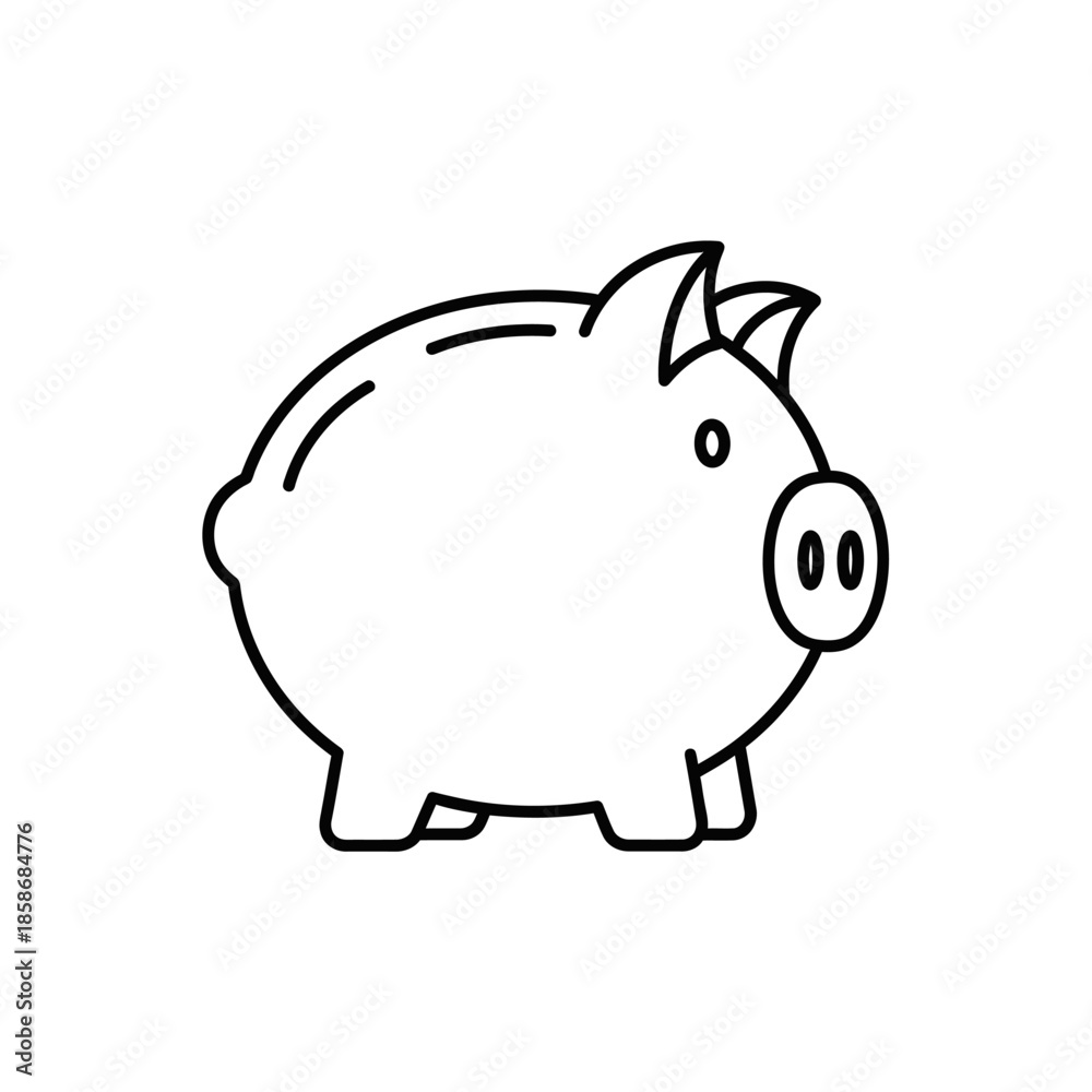 Fototapeta premium Cute Cartoon Piggy Bank Illustration for Financial Savings Concept