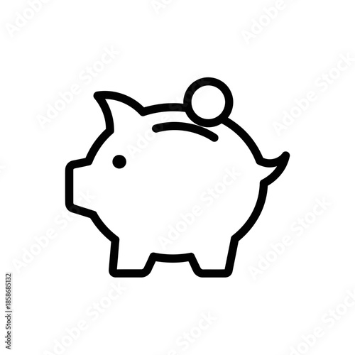 Cute Piggy Bank Icon Representing Saving Money and Financial Security