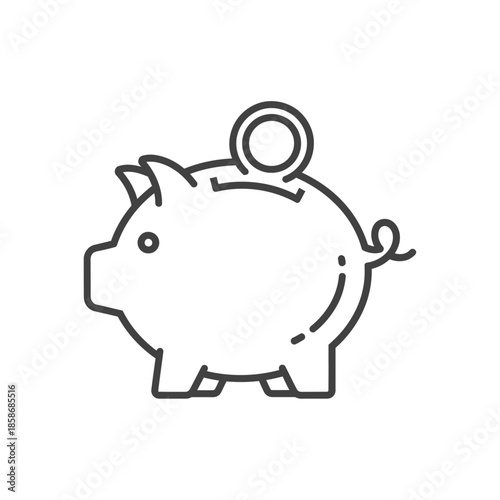 Cute Piggy Coin Bank Illustration for Saving and Financial Concepts