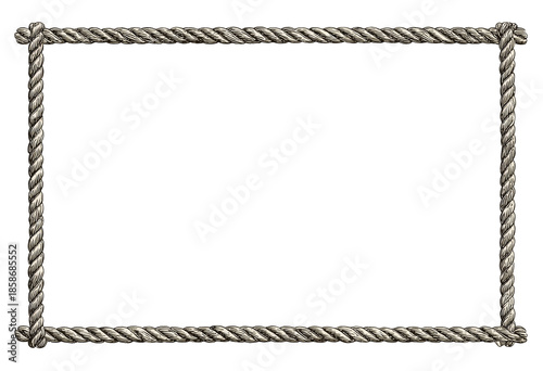 Rectangular frame, textured gray rope