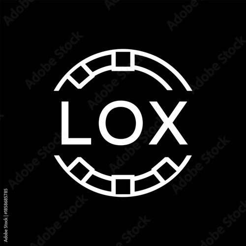 Clean Line Art Monogram Emblem for Brands, LOX  Later Logo, Unique Letter Logo with Circular Motif, 
