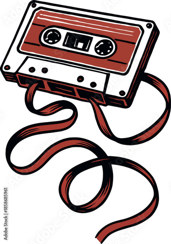 Retro Cassette Tape 80s Music Vector Art Design