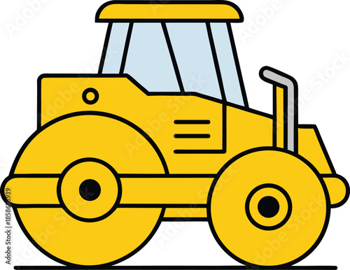 Yellow Road Roller side view