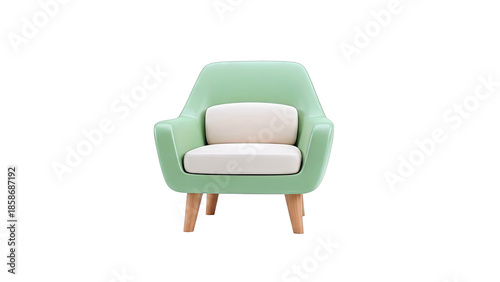Green Armchair on White Background