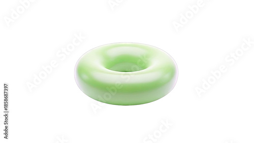 Green Donut Isolated on White Background