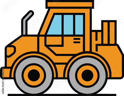 Professional Road Roller side view Vector 