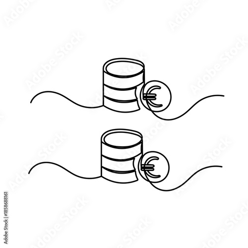 Vector continuous line drawing of euro money stack and economy concept
