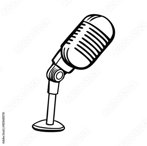 Vintage microphone isolated on white background for music and audio studio use