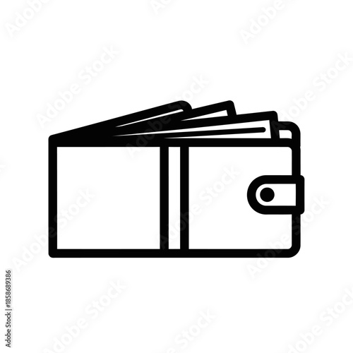 Minimalist Black and White Wallet Illustration for Financial and Accessory Concepts