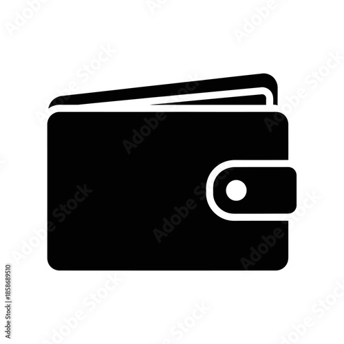 Minimalist Black Wallet Icon for Financial and Business Graphics