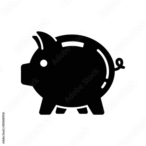 Minimalist Black Piggy Bank Icon for Savings and Finance Concepts