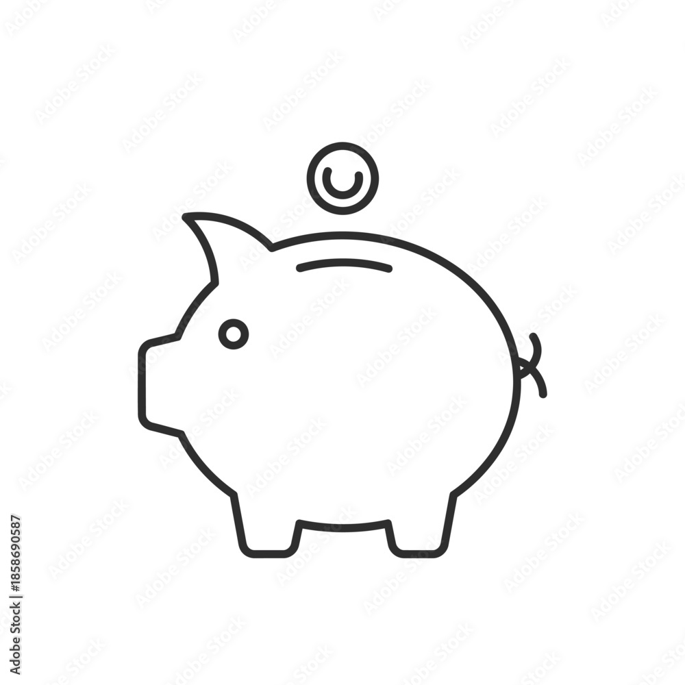 Obraz premium Minimalist Illustration of a Piggy Bank with Coin for Saving Money Concept