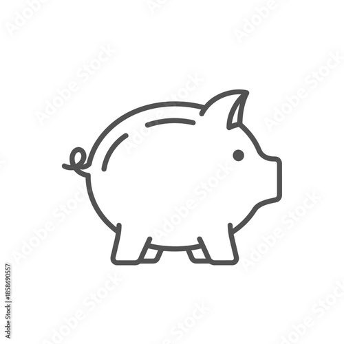 Minimalist Illustration of a Classic Piggy Bank in Line Art Style for Financial Savings Concept