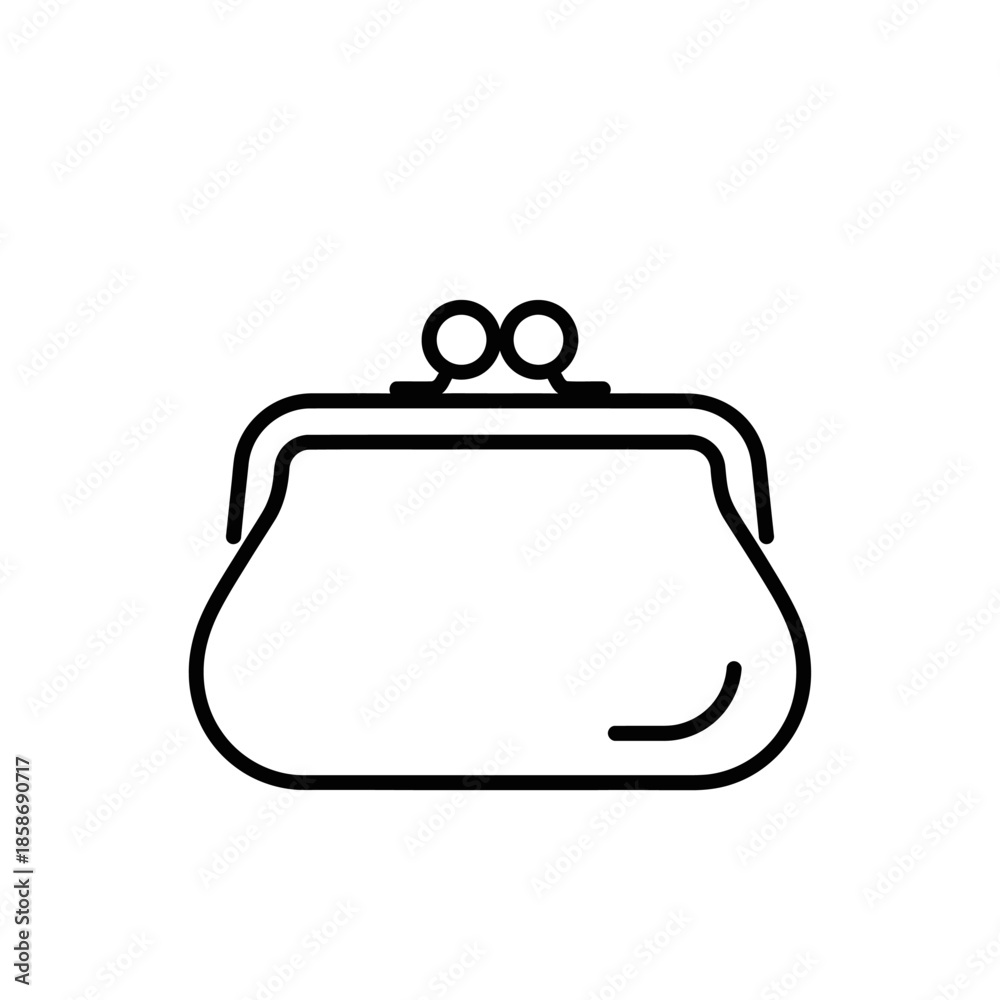 Obraz premium Minimalist Line Art Illustration of a Classic Coin Purse for Accessory and Fashion Design