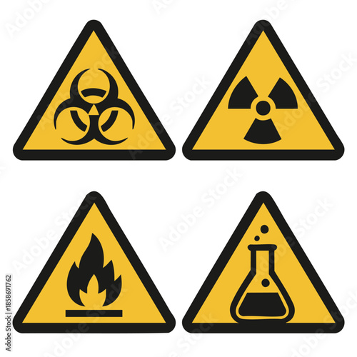 Common Hazard Warning Signs Icon Set
