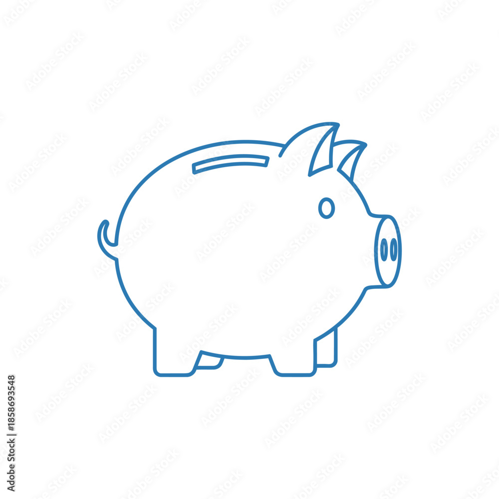 Obraz premium Minimalist Line Art Illustration of a Piggy Bank for Financial Savings Concept