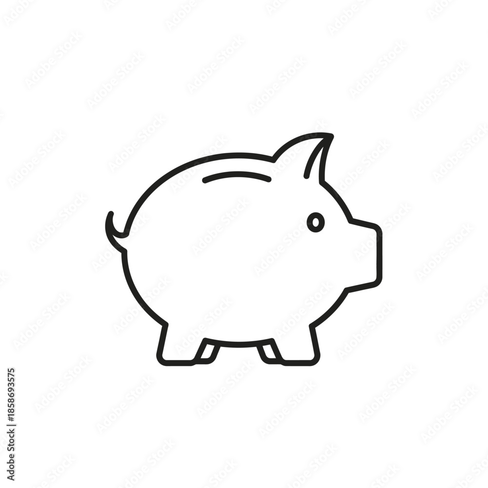Obraz premium Minimalist Line Art Illustration of a Piggy Bank for Financial Savings Concept