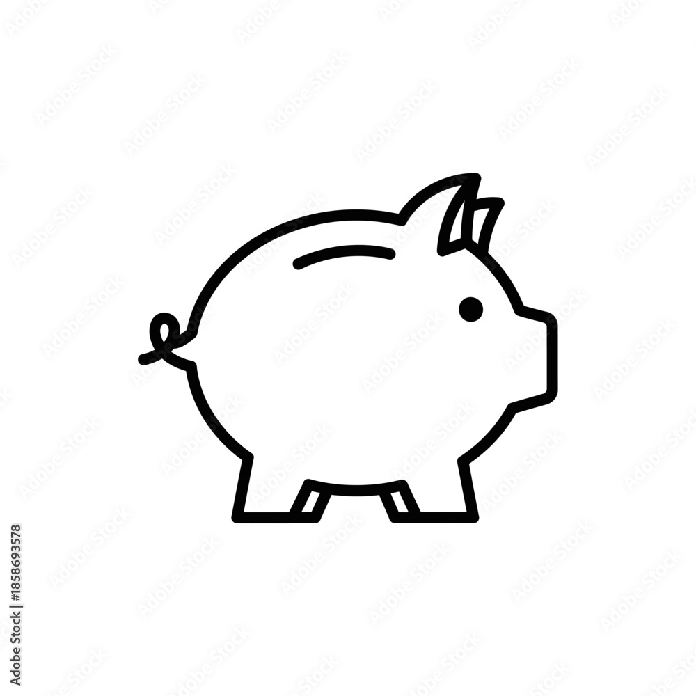 Obraz premium Minimalist Line Art Illustration of a Piggy Bank for Financial Savings Concept