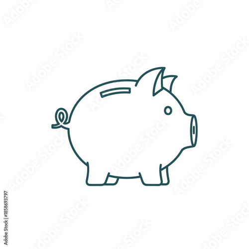 Minimalist Line Art of Round Piggy Bank with Coin Slot for Savings Concept