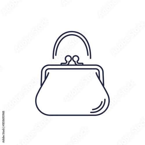 Minimalist Line Drawing of a Small Handbag with Handle for Fashion Accessory Concept