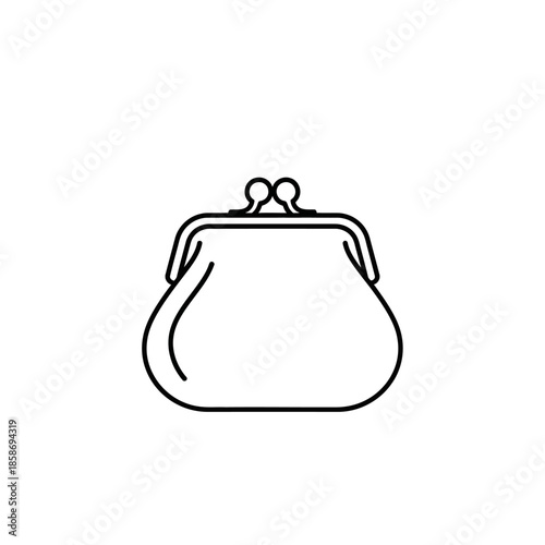 Minimalist Line Drawing of Vintage Coin Purse for Fashion Accessories