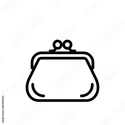 Minimalist Line Drawing of Classic Coin Purse Illustration for Fashion or Accessories Design