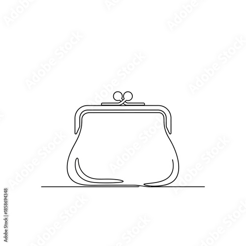 Minimalist Line Drawing of Classic Coin Purse with Clasp for Fashion and Accessories Visuals