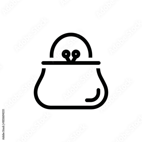 Minimalist Line Drawing of Coin Pouch for Fashion or Money Storage Concept