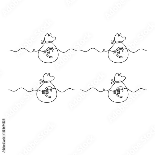 Vector continuous line drawing of euro money stack and economy concept
