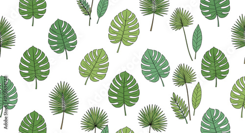 Seamless Tropical Leaves Pattern for Summer Designs.